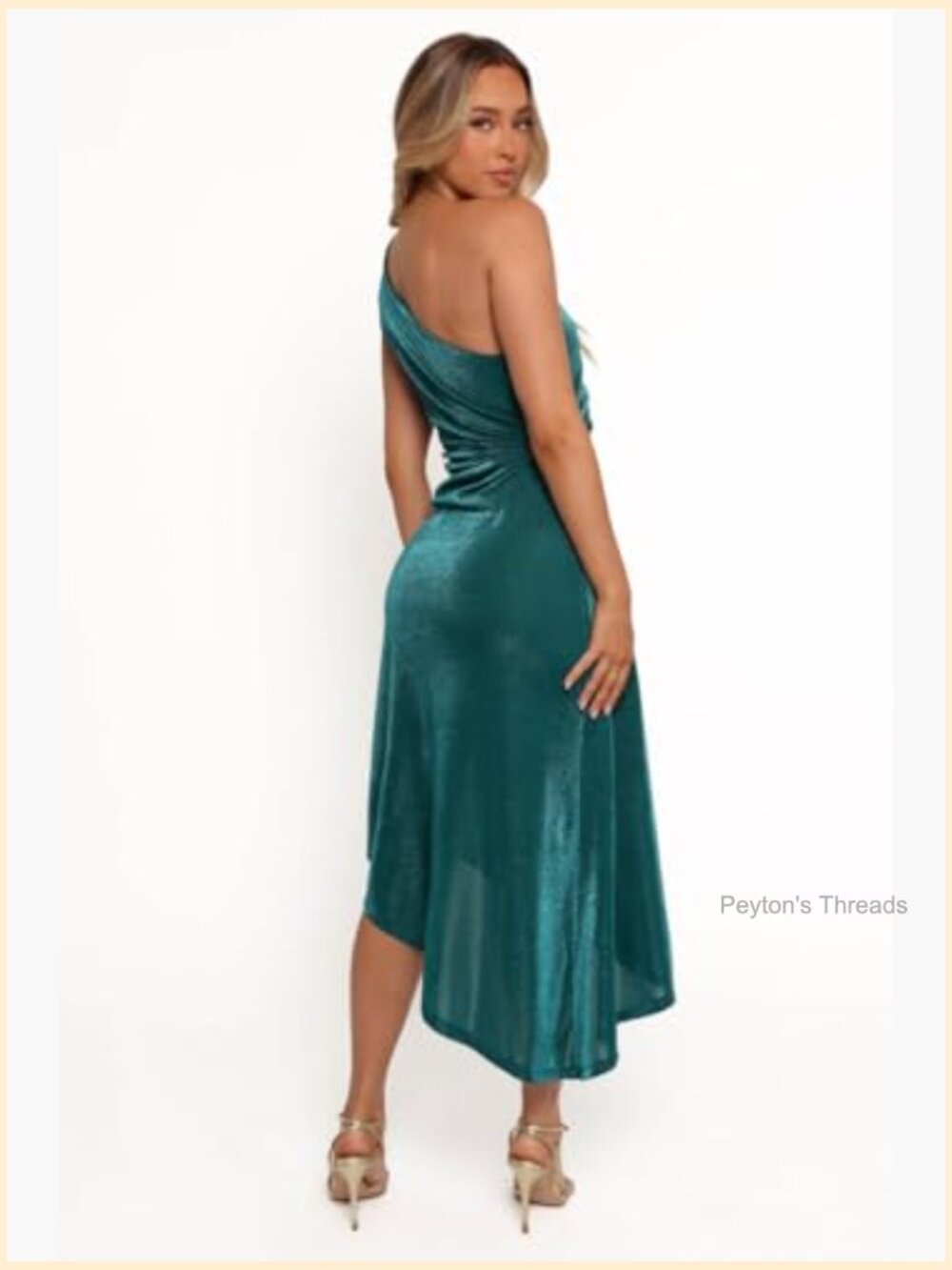 One Shoulder A-Line Midi Dress High Stretch Lightweight Nylon Blend - Picture 3 of 4